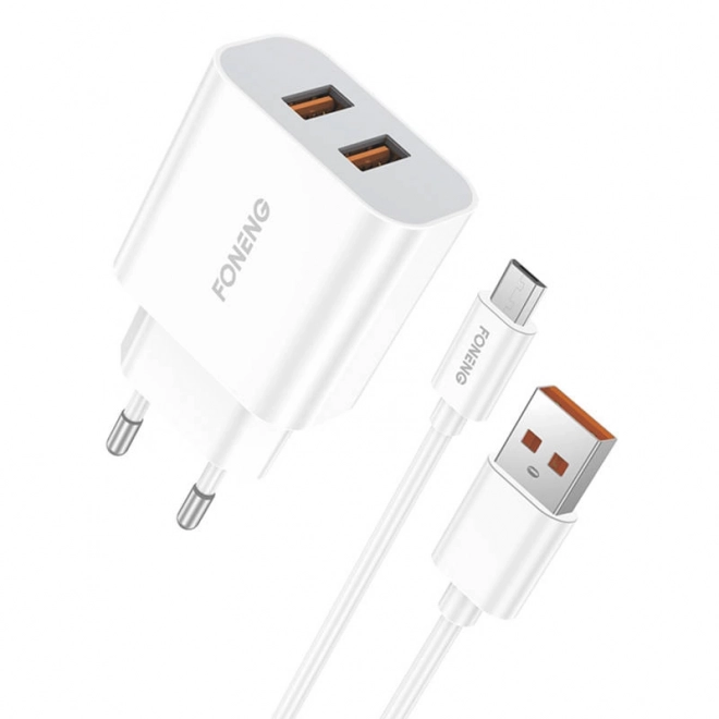 Rýchlonabíjačka Foneng 2x USB s Micro USB káblom