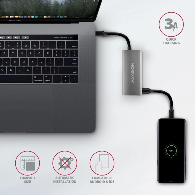 Rýchly USB-C HUB AXAGON