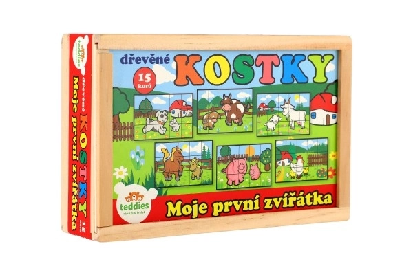 Drevené kocky Moje prvé zvieratká 15 ks