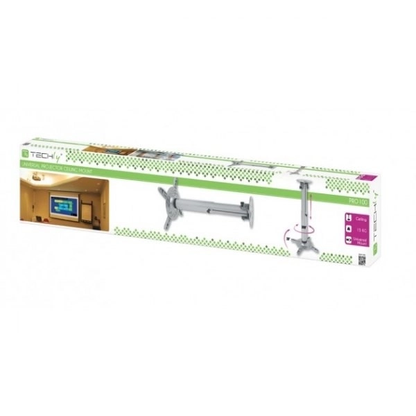 Stropný držiak na projektor nastaviteľný 110-190cm 15kg strieborný