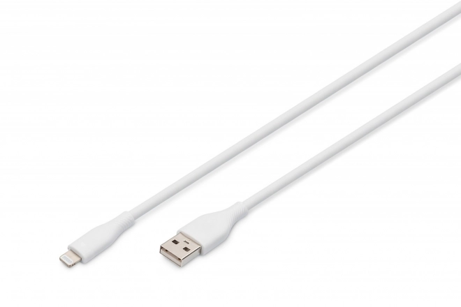 Silikónový USB-A na Lightning kábel, certifikovaný MFI, 2m Biela