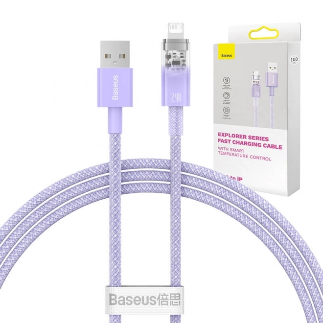 Rýchlonabíjací kábel Baseus USB-A na Lightning Explorer Series 1 m 2,4 A (fialový)