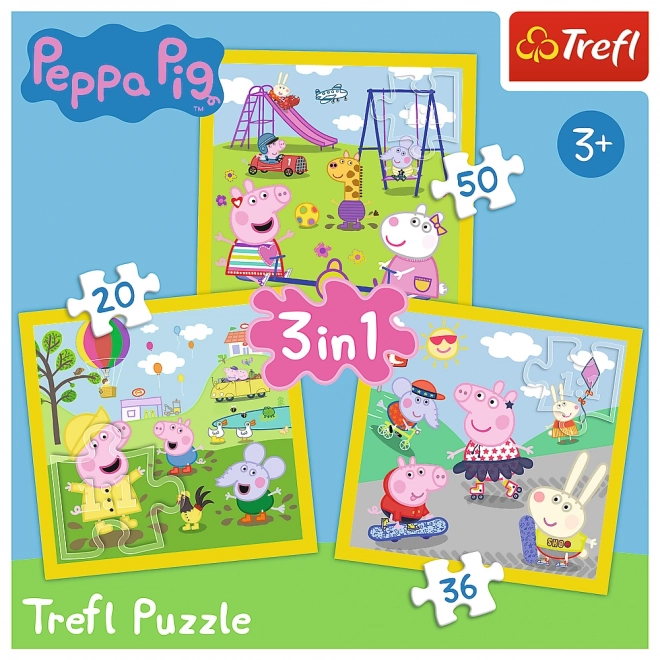 Puzzle 3v1 - Prasiatko Peppa