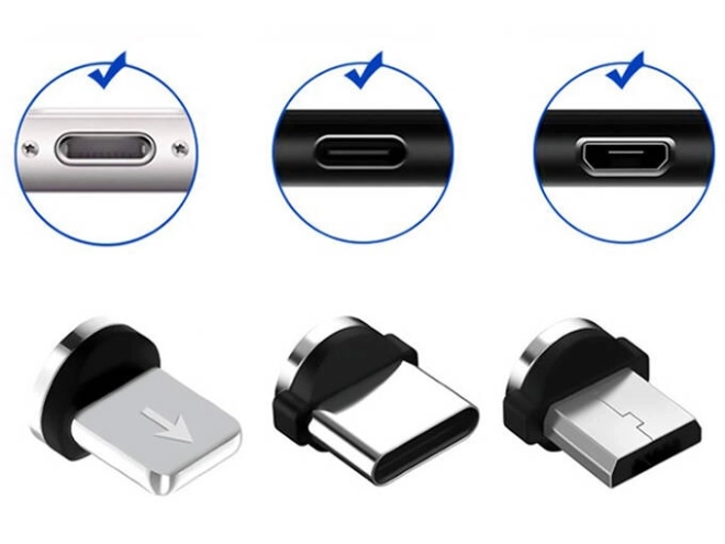 Magnetický nabíjací kábel 3v1 Micro Typ-C USB Lightning 1m