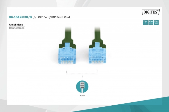 Patch kábel Ethernet U/UTP Kat. 5e 3m zelený
