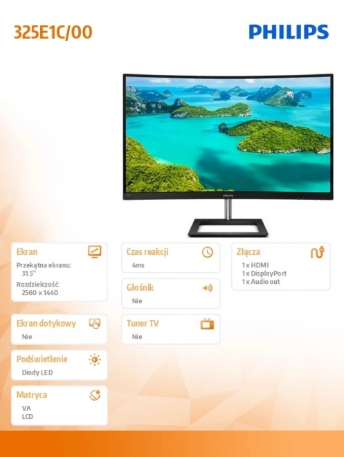 Philips zakrivený monitor 31.5 palca