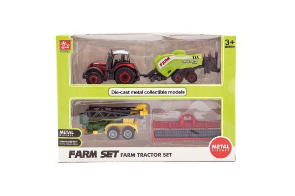 Farebný traktor a tri príslušenstvá