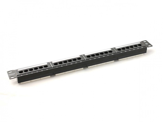 Patch panel 24 portov, 19 palcov, kategória 5e, U/UTP, čierny