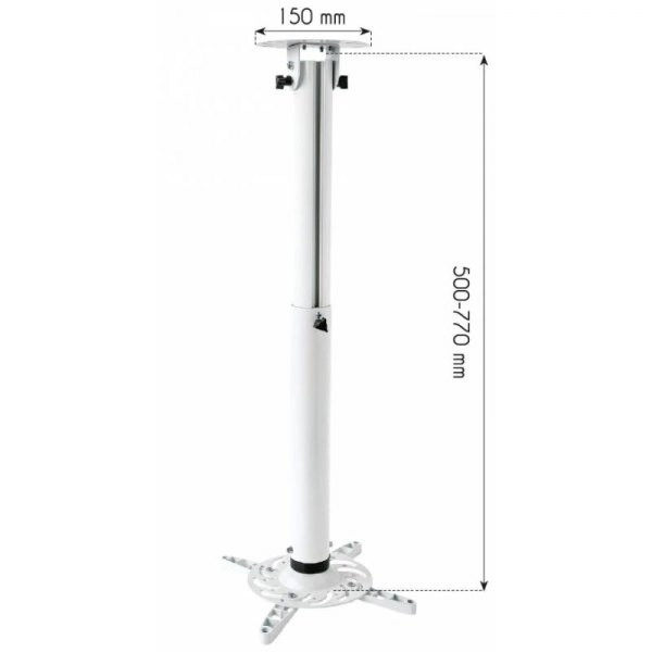 Stropný držiak na projektor 50-77 cm, biely