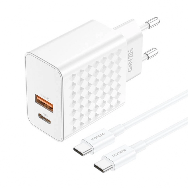 Foneng USB nabíjačka s USB-C a USB-A a kábel