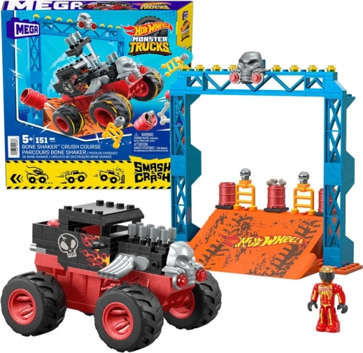 Stavebnica HOT WHEELS Mega Bone Shaker Crush Course – monštruózne auto s rampou, 151 dielov