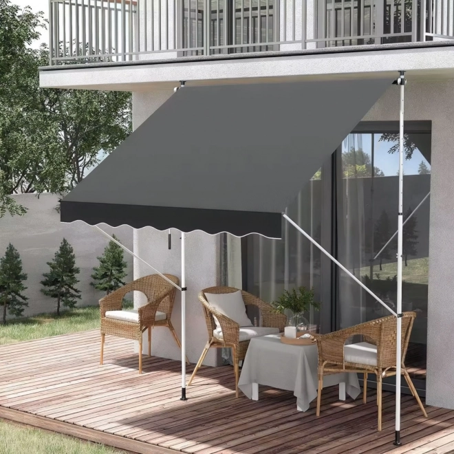 Nastaviteľná balkónová slnečná clona s ručnou kľukou sivá