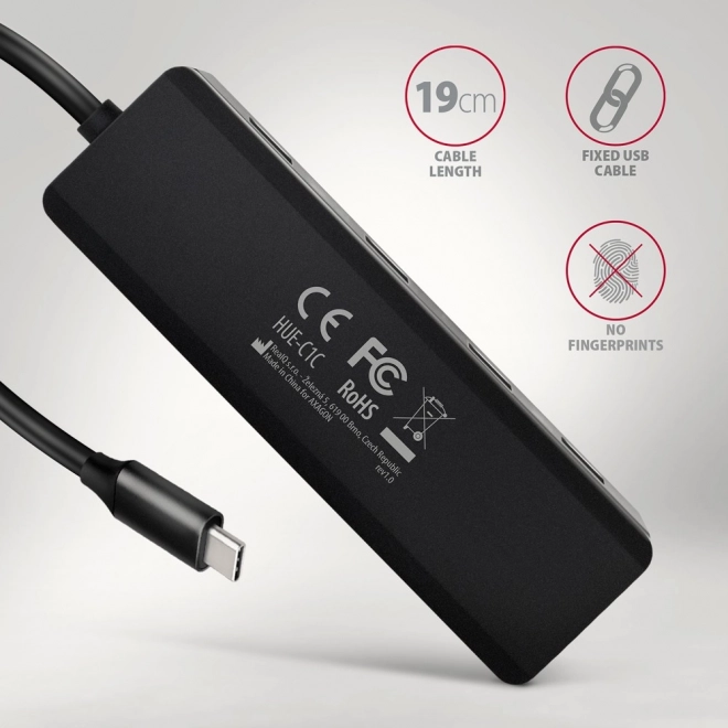 Cestovný USB hub Axagon HUE na 4 porty s napájaním USB-C