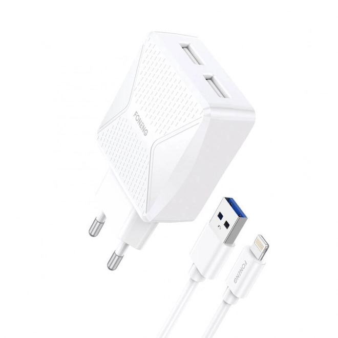 Foneng EU35 Nabíjačka s 2x USB Portami a Lightning Káblom