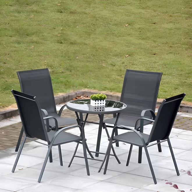Súprava 4 záhradných stoličiek pre terasu alebo balkón šedá MultiGarden
