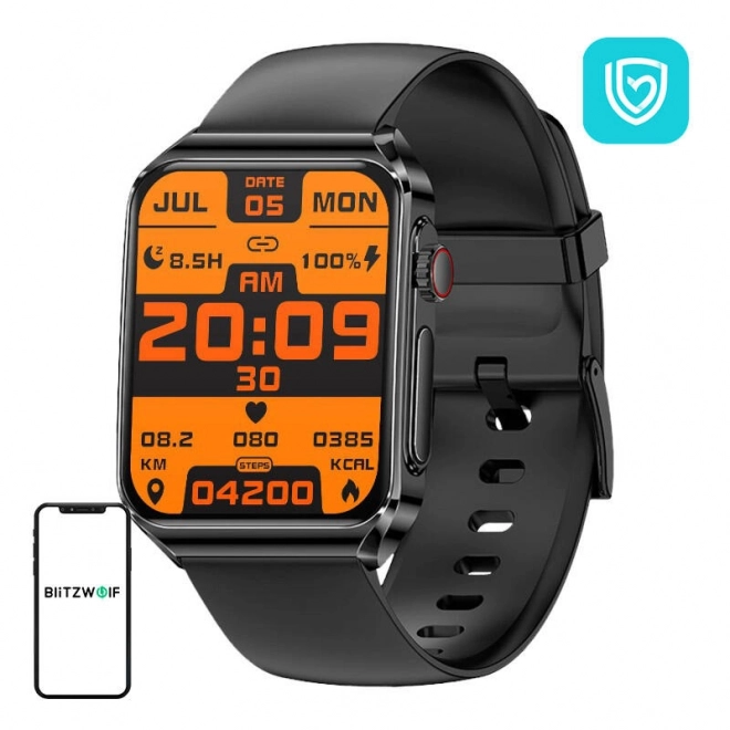 Blitzwolf smartwatch s čiernym silikónovým remienkom