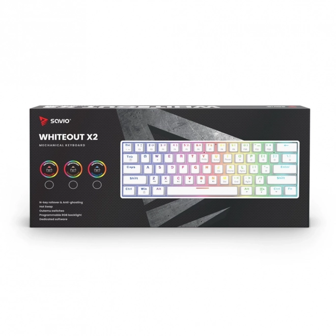 Mechanická klávesnica Savio Whiteout X2 Peach Silent