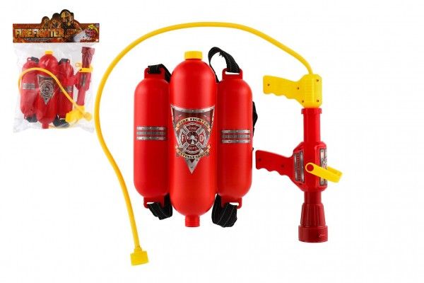 Vodná hasičská pištoľ so zadnou nádržou plast vo vrecku 34x48x7cm