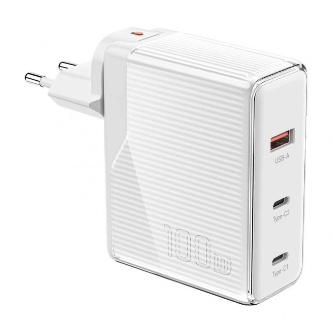 Essager nabíjačka GaN 100W s 2x USB-C a USB-A biela