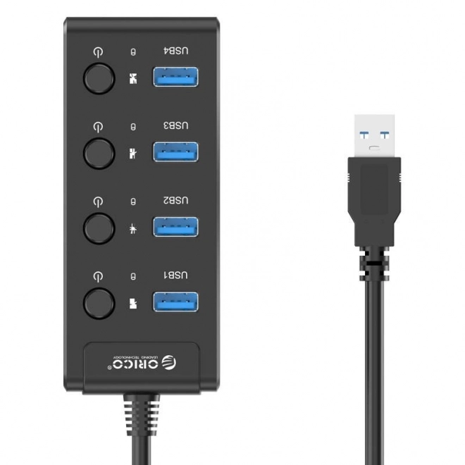 Orico USB Hub so prepínačmi, 4x USB, Čierny