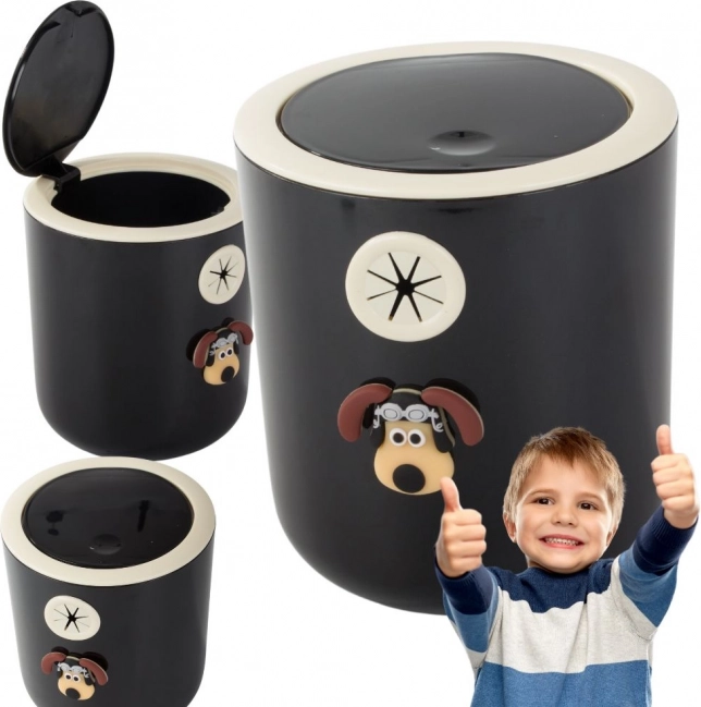 Mini odpadkový kôš do detskej izby 2 l s kyvným vekom a motívom psíka