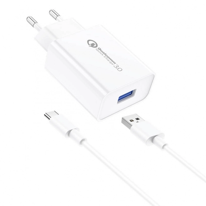 Foneng nabíjačka do siete s USB-C káblom 3A biela