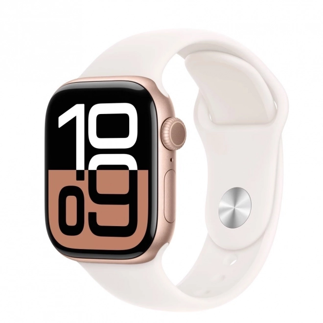 Apple Watch Series 10 v ružovozlatej farbe s ružovým športovým remienkom