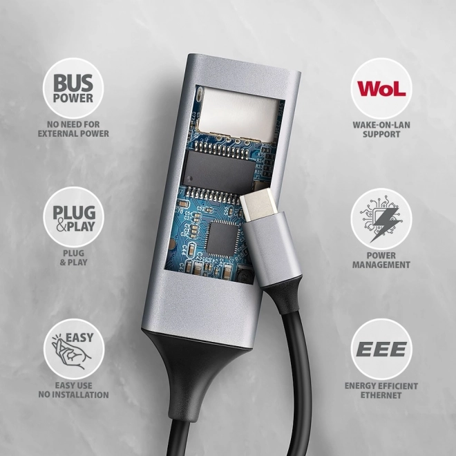 Adaptér Gigabit Ethernet USB-C s automatickou inštaláciou