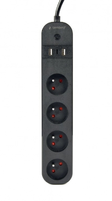 Inteligentná zásuvka Tuya 4xFR 2xUSB-A 1xUSB-C čierna