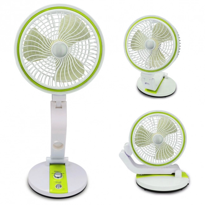 Skladací prenosný ventilátor s LED lampou na USB nabíjanie