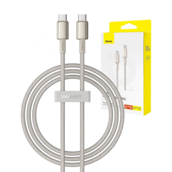 Kábel Baseus Tungsten Gold USB-C na USB-C, 100W, 1m