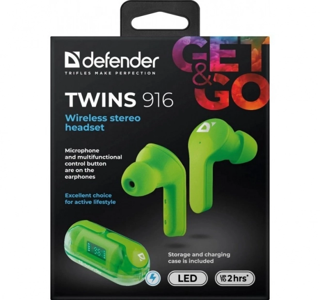 Bezdrôtové slúchadlá Twins 916 zelené