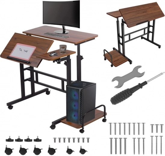 Mobilná konštrukcia s kolieskami a bočnou poličkou
