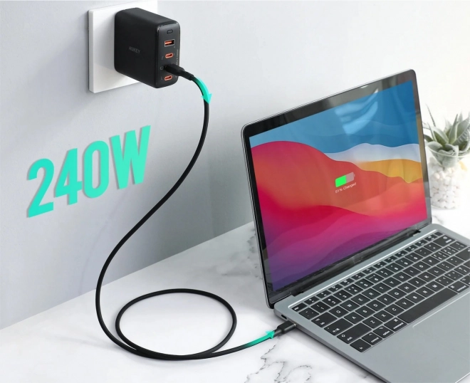Aukey silikónový USB-C kábel 1m 240W