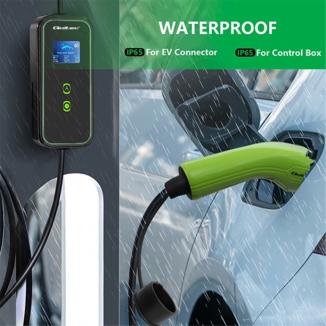 Prenosná nabíjačka pre elektromobily EV Qoltec 11kW s LCD a konektorom Typ 2