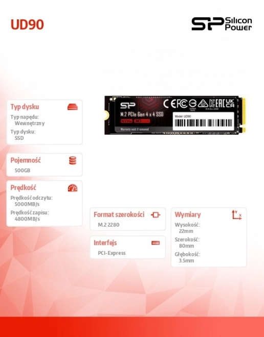 M.2 NVMe SSD disk SP UD90 500GB PCIe Gen 4x4