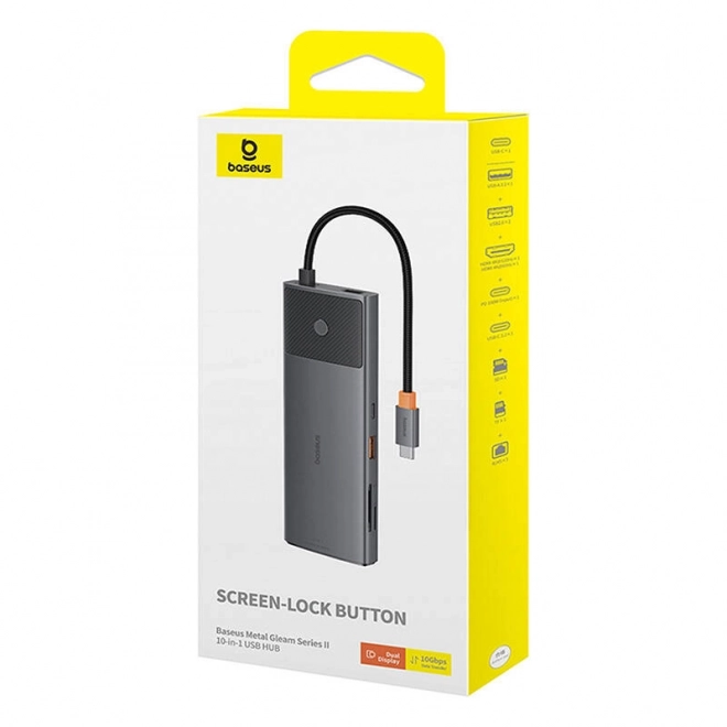 Adaptér Hub Baseus 10v1 USB-C čierny