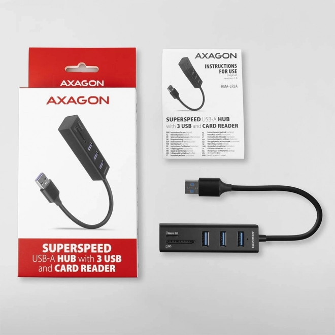 Viacportový hub USB AXAGON HMA-CR3A so čítačkou kariet