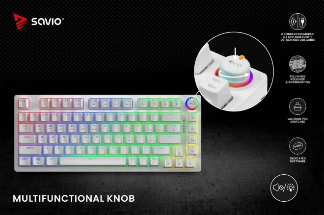 Bezdrôtová mechanická klávesnica Phenix White s prepínačmi Gateron Red Pro