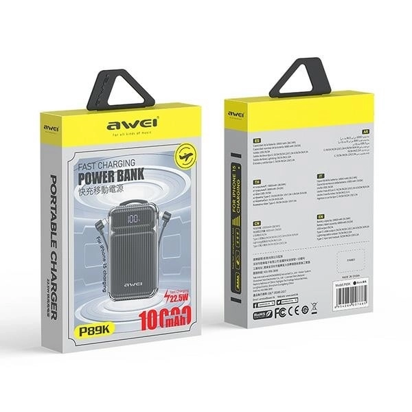 Powerbank 10000mAh 22,5W s integrovanými káblami USB-C a Lightning