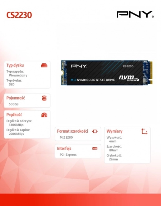 SSD disk PNY 500GB M.2 NVMe CS2230