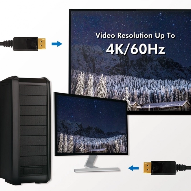 Kábel DisplayPort 4K/60Hz čierny 3m