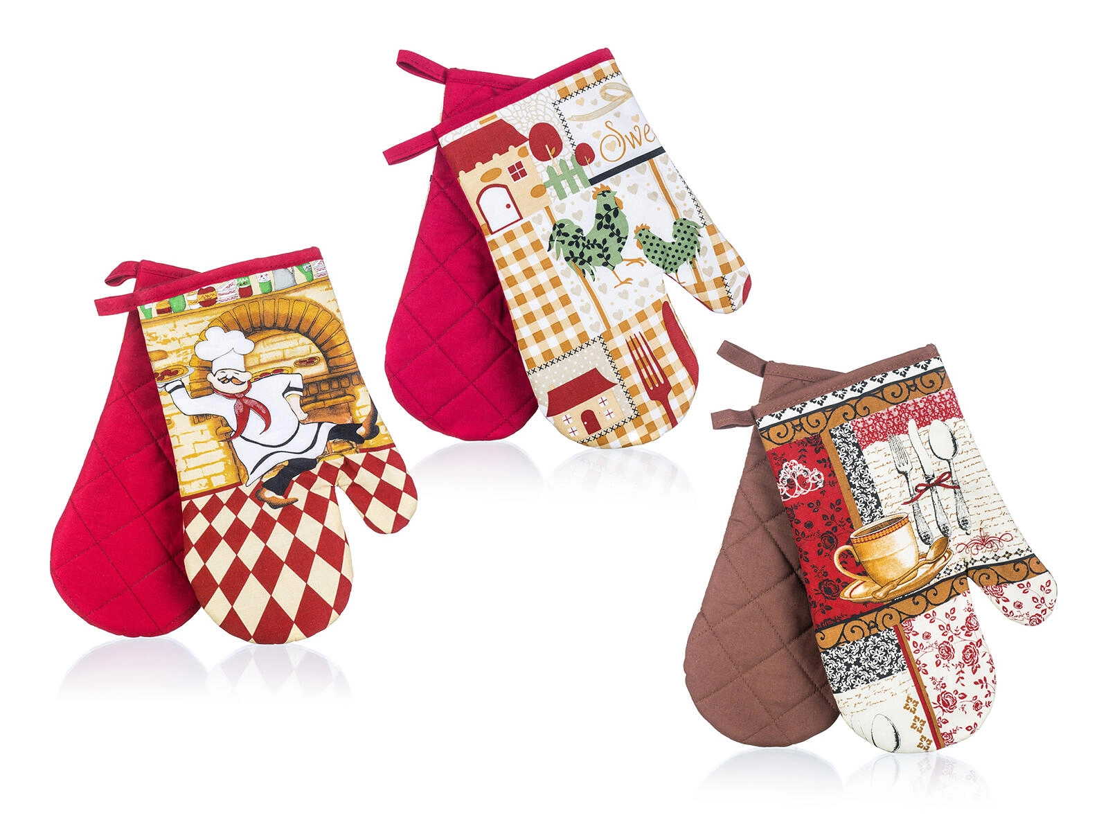E-shop Kuchynské chňapky s magnetom COOK, bavlna, 27 × 17 cm, sada 2 ks, mix dekorov