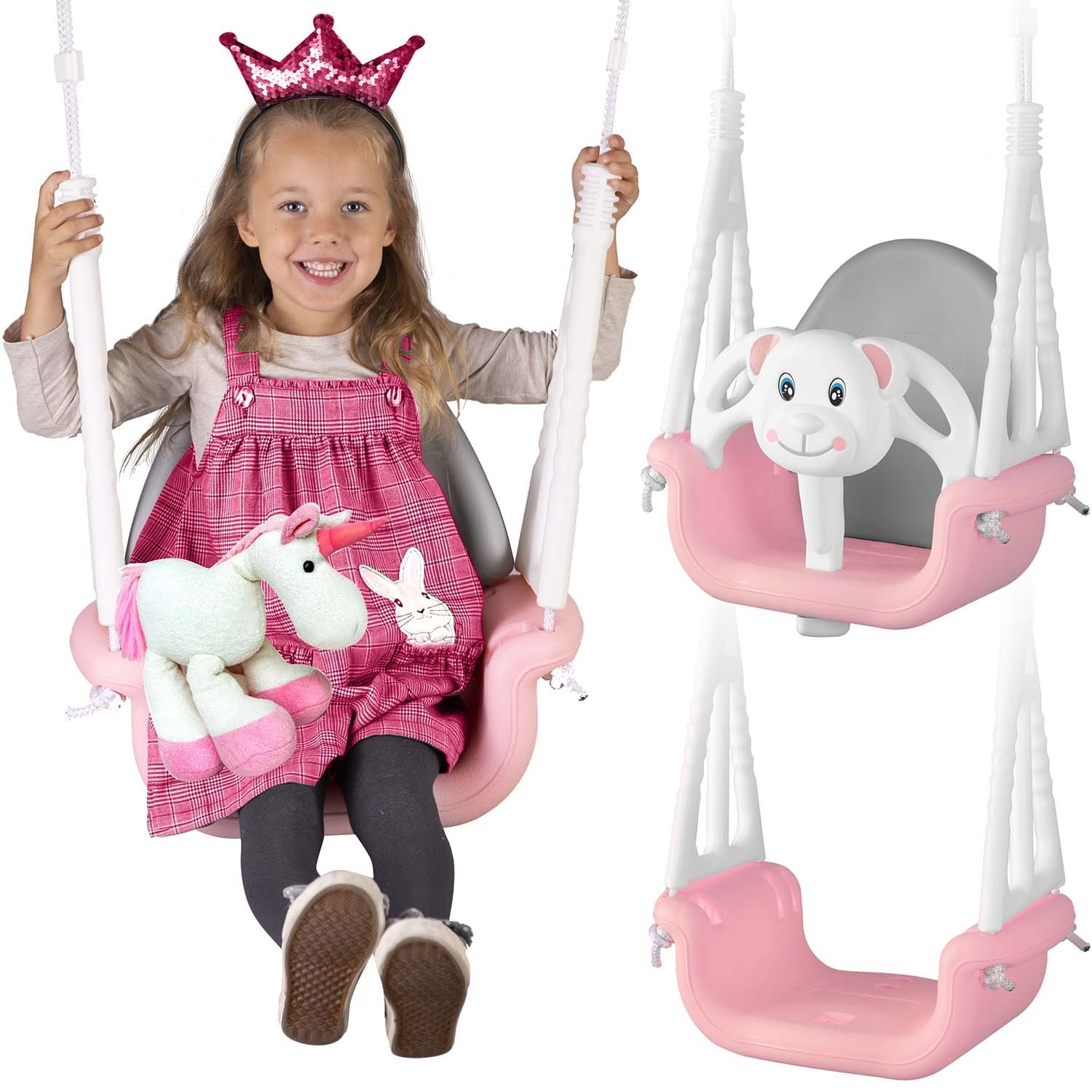 E-shop RicoKids Teddy Bear Swing 3v1 ružovo-sivá