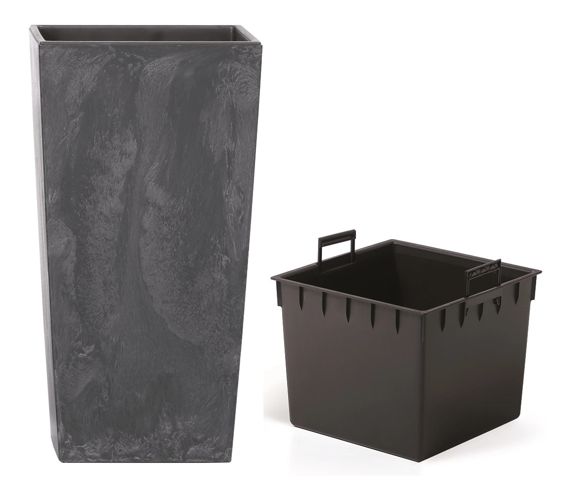 E-shop Prosperplast Kvetináč s vkladom URBI SQUARE BETON EFFECT antracit 29,5 cm