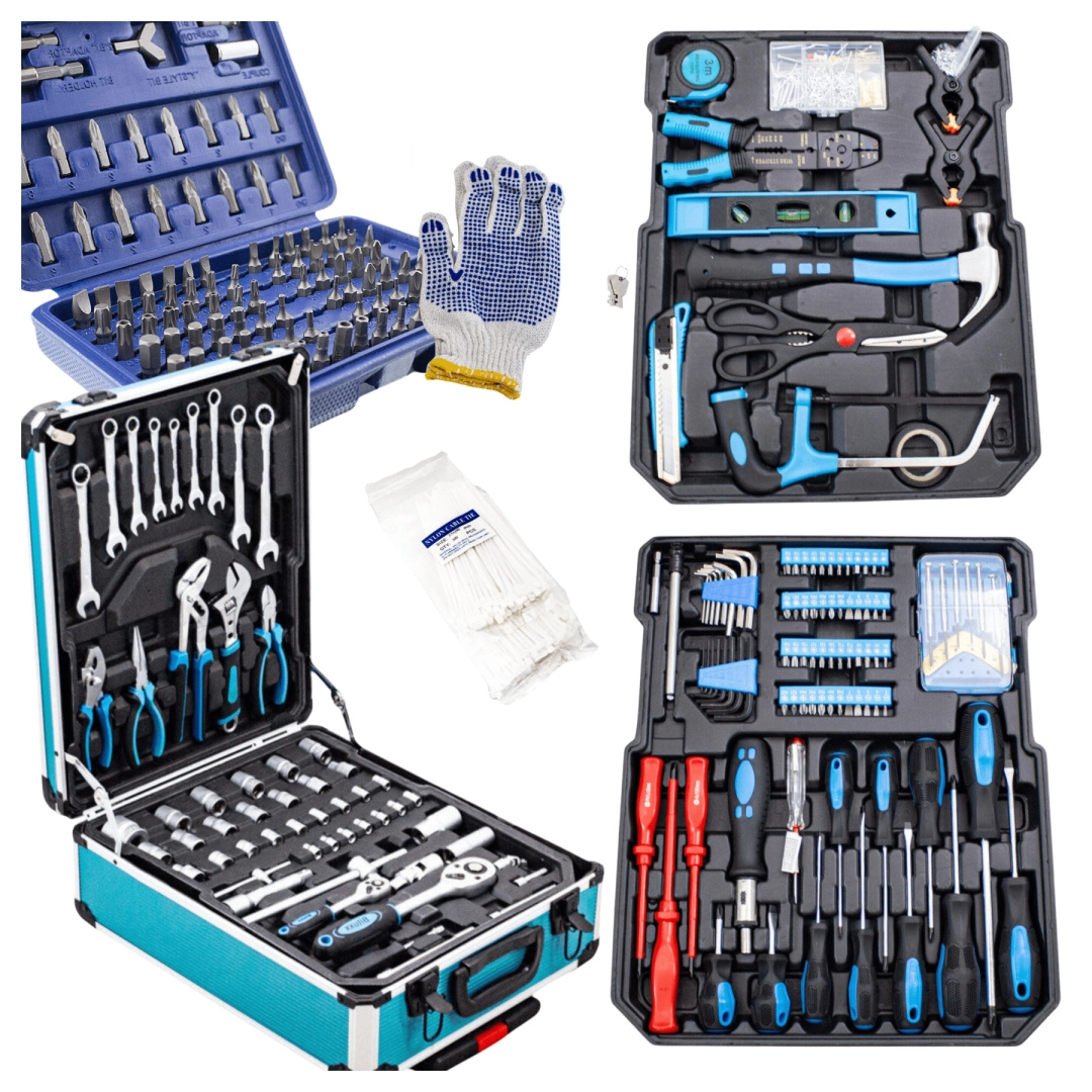 Sada náradia 1300 ks s kufrom na kolieskach a boxom s bitmi z ocele Cr‑V