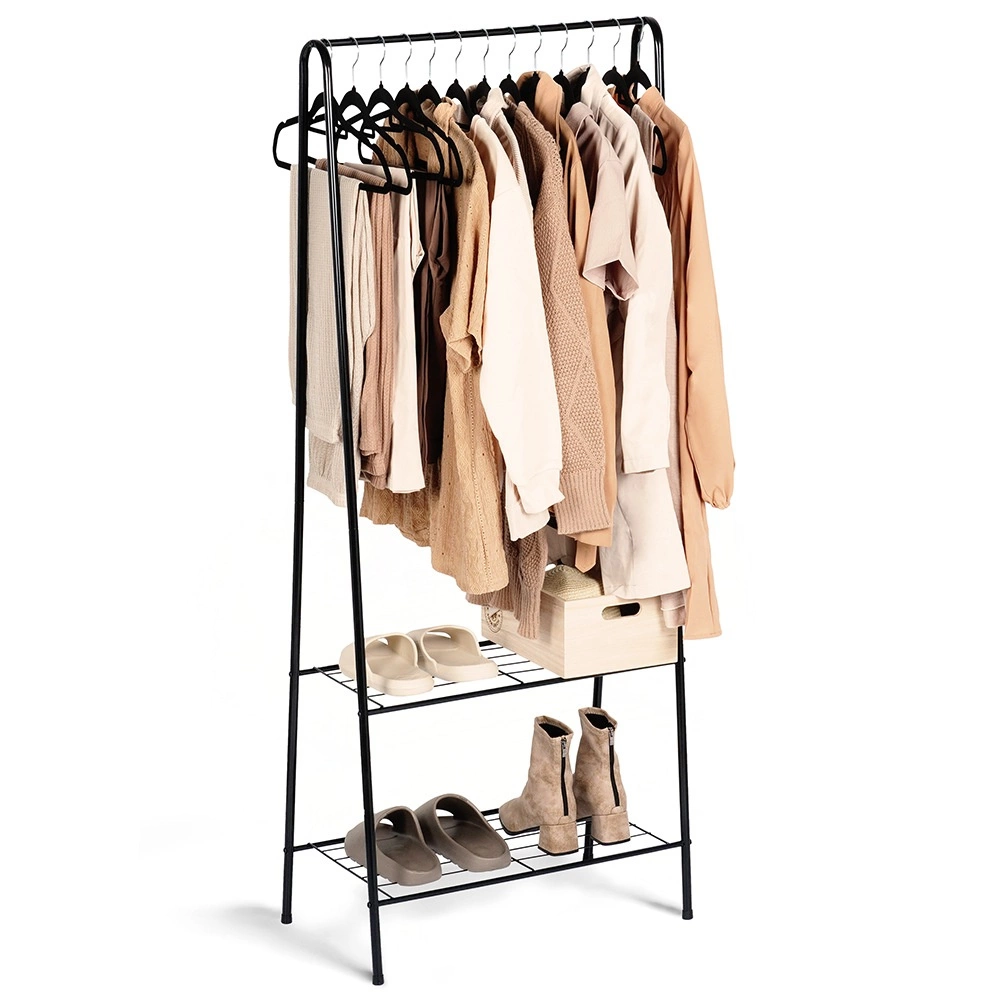 Kovový stojanový vešiak na oblečenie 153 cm – čierny