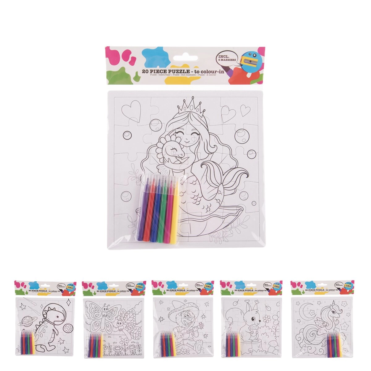 E-shop Kreatívna sada puzzle na vymaľovanie 21 × 21 cm (mix motívov)
