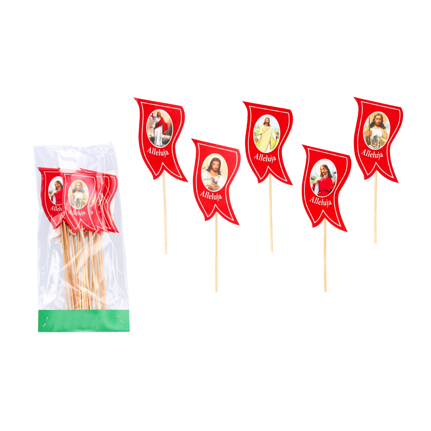Veľkonočné papierové vlajočky na dekoráciu košíkov a pokrmov, sada 20 ks