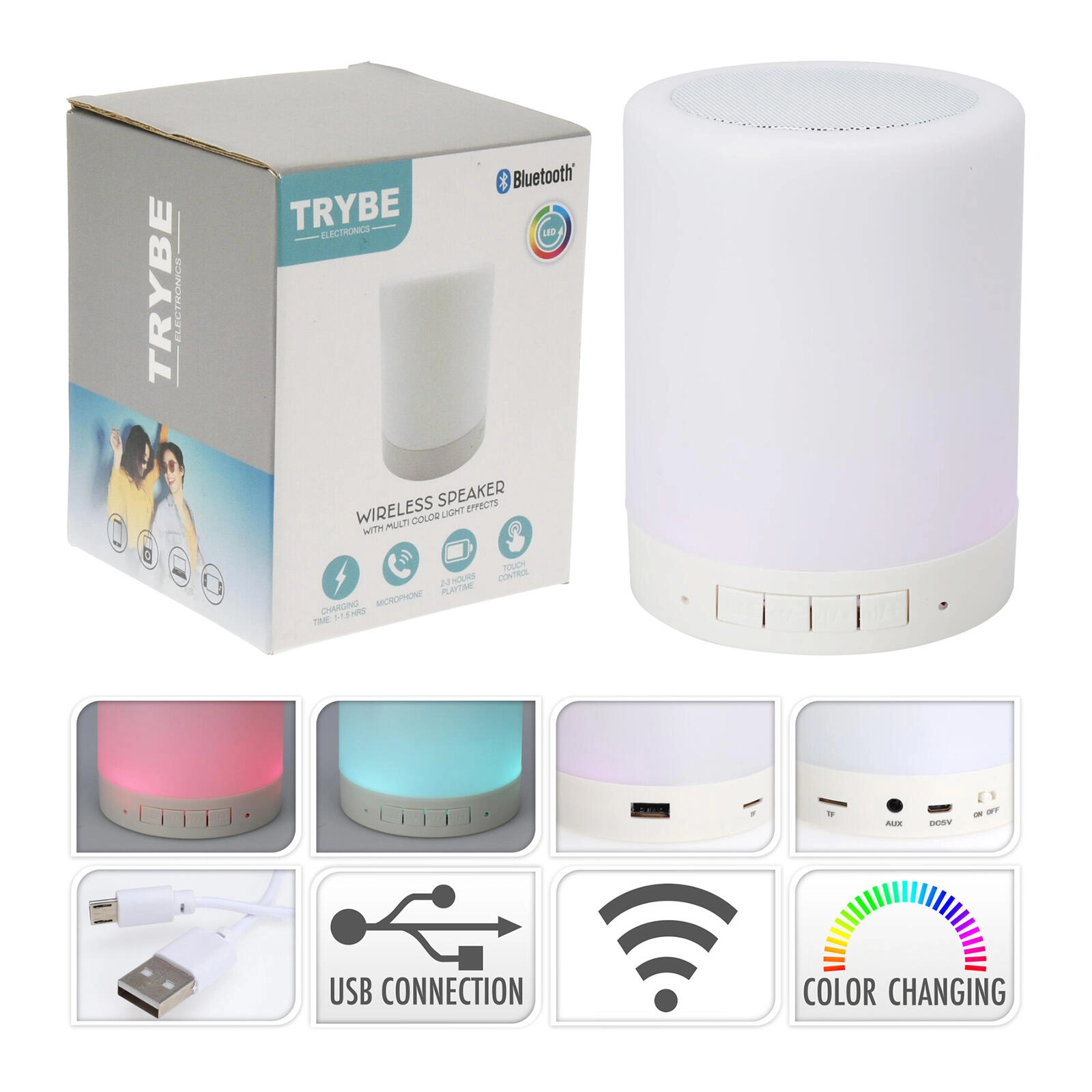 E-shop Bezdrôtový Bluetooth reproduktor so svetlom, biely